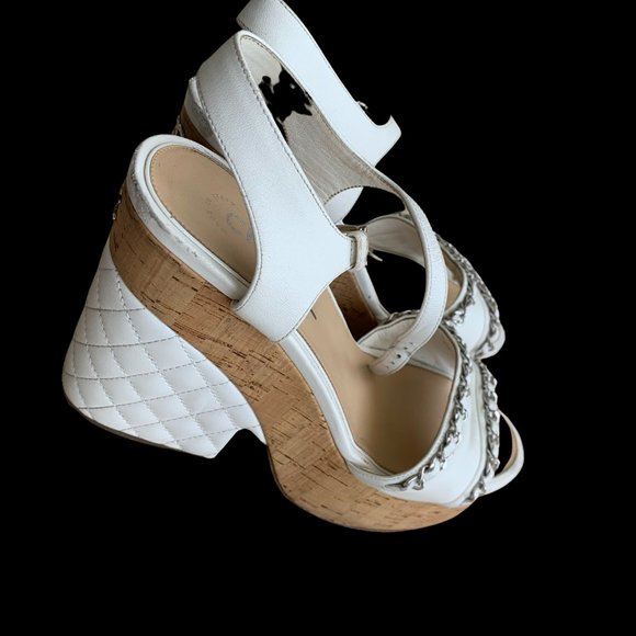 White Chanel  platform sandals size 9 - Picture 3 of 5